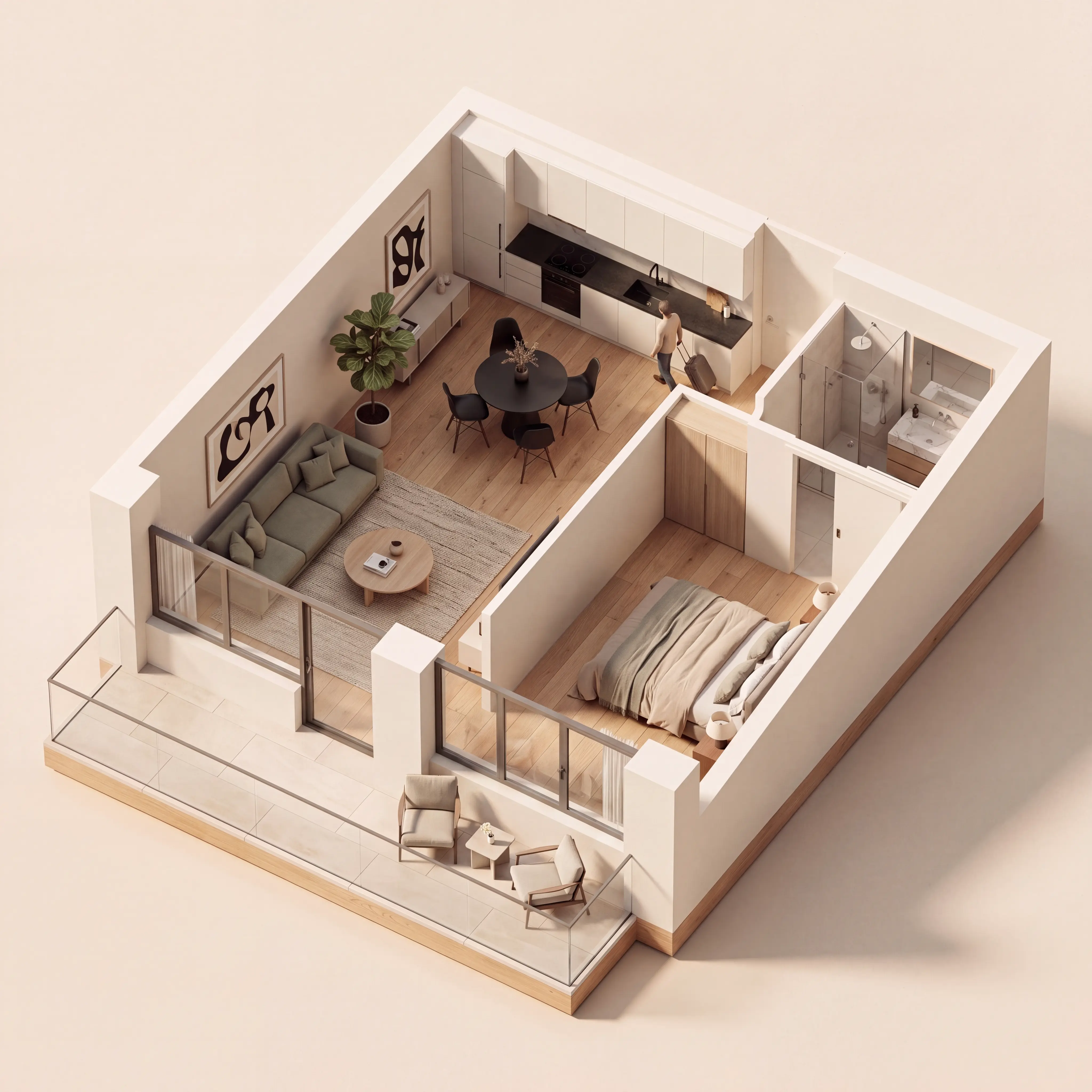 Grundriss des Apartments in der 13. Etage